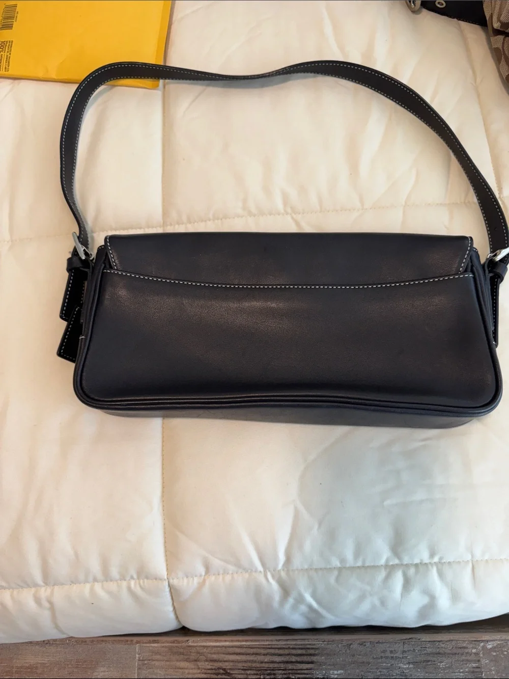 Classic Black Leather Shoulder Bag